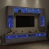 Muebles de TV de pared con luces LED 8 piezas gris