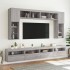 Muebles de TV de pared con luces LED 8 piezas gris