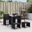 Set de muebles jardín 5 pzas con cojines ratán sintético negro