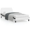 Estructura de cama con cabecero cuero sintético blanco y negro