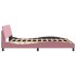 Estructura de cama con cabecero de terciopelo rosa 180x200