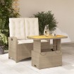 Set comedor de jardín 2 pzas con cojines ratán sintético beige