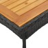 Mesa de jardín superficie de madera ratán PE negro 80x80x75