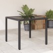 Mesa de jardín superficie de vidrio ratán PE negro 90x90x75 cm