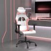 Silla gaming de masaje cuero sintético blanco y rosa