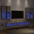 Muebles de TV de pared con luces LED 7 piezas gris