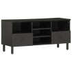 Mueble de TV madera maciza de mango negro 100x33x46 cm