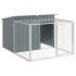 Caseta perros con corral acero galvanizado gris 153x194x110