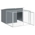 Caseta perros con corral acero galvanizado gris 153x194x110