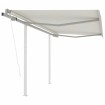 Toldo retráctil automático con postes crema 3,5x2,5 m