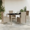 Set comedor de jardín 5 pzas con cojines ratán sintético beige