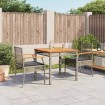 Set comedor de jardín 3 piezas con cojines ratán sintético gris