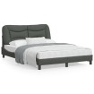 Estructura de cama con cabecero de tela gris oscuro 140x190 cm