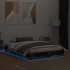 Estructura de cama con luces LED roble ahumado 120x190