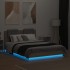 Estructura de cama cabecero y luces LED roble Sonoma 135x190