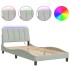 Estructura cama con luces LED terciopelo gris claro 100x200