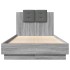 Estructura de cama cabecero luces LED gris Sonoma 90x190