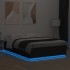 Estructura cama con luces LED madera ingeniería negro