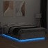 Estructura cama con luces LED madera gris hormigón 150x200