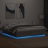 Estructura cama con luces LED madera gris Sonoma 180x200