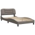 Estructura de cama con luces LED tela gris taupe 100x200