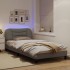 Estructura de cama con luces LED tela gris taupe 100x200