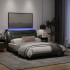 Estructura de cama con luces LED tela gris oscuro 120x200