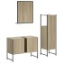 Set de muebles de baño 3 pzas madera contrachapada roble