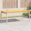 Mesa de jardín ratán sintético madera acacia beige 180x90x75 cm