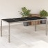 Mesa de jardín superficie de vidrio ratán PE gris 190x90x75