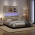 Estructura de cama con luces LED tela crema 160x200