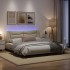 Estructura de cama con luces LED tela crema 180x200