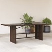 Mesa de jardín superficie de vidrio ratán PE marrón 190x80x74cm