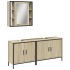 Set de muebles de baño 3 pzas madera contrachapada roble