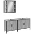 Set de muebles de baño 3 pzas madera contrachapada gris