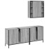 Set de muebles de baño 3 pzas madera contrachapada gris