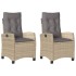 Sillones reclinables jardín y cojines beige mix 2 uds ratán