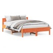 Estructura cama con cabecero madera pino marrón cera 160x200 cm