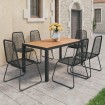 Set de comedor de jardín de 7 piezas PVC ratán negro y marrón