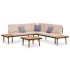 Set muebles de jardín 4 piezas y cojines madera maciza