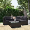 Set muebles de jardín 5 piezas y cojines ratán sintético negro