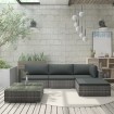 Set de muebles de jardín 5 pzas y cojines ratán sintético gris