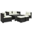 Set muebles de jardín 6 piezas y cojines ratán sintético marrón