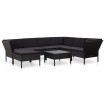 Set muebles de jardín 8 piezas y cojines ratán sintético negro