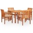 Set comedor de jardín 5 pzas y cojines madera maciza de