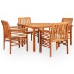 Set comedor de jardín 5 pzas y cojines madera maciza de acacia