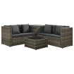 Set de muebles de jardín 4 pzas y cojines ratán sintético gris