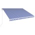 Toldo automático retráctil azul y blanco 450x300