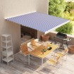 Toldo de carrete motorizado azul y blanco 300x250 cm