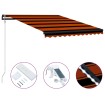 Toldo retráctil sensor de viento LED naranja y marrón 350x250cm